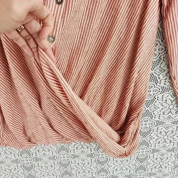 Blu Pepper Wrap Striped Long sleeve Blouse M - Picture 3 of 8